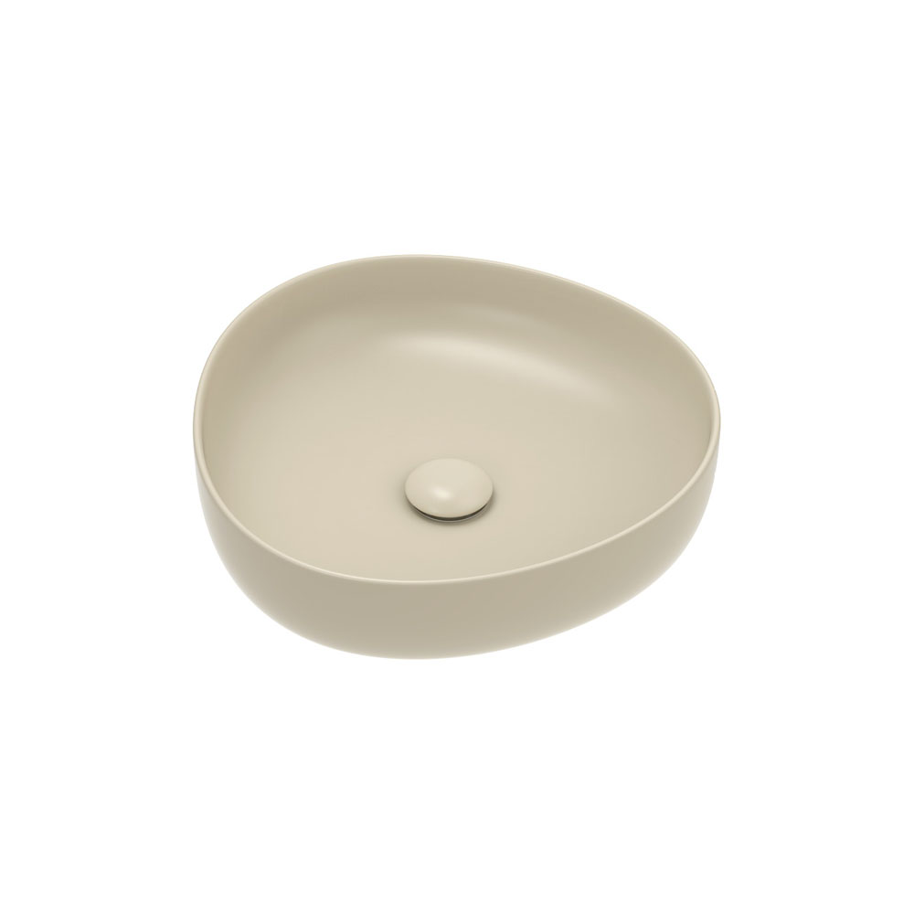 Pebble small matte khaki above counter basin with slim 5mm edge and soft organic shape