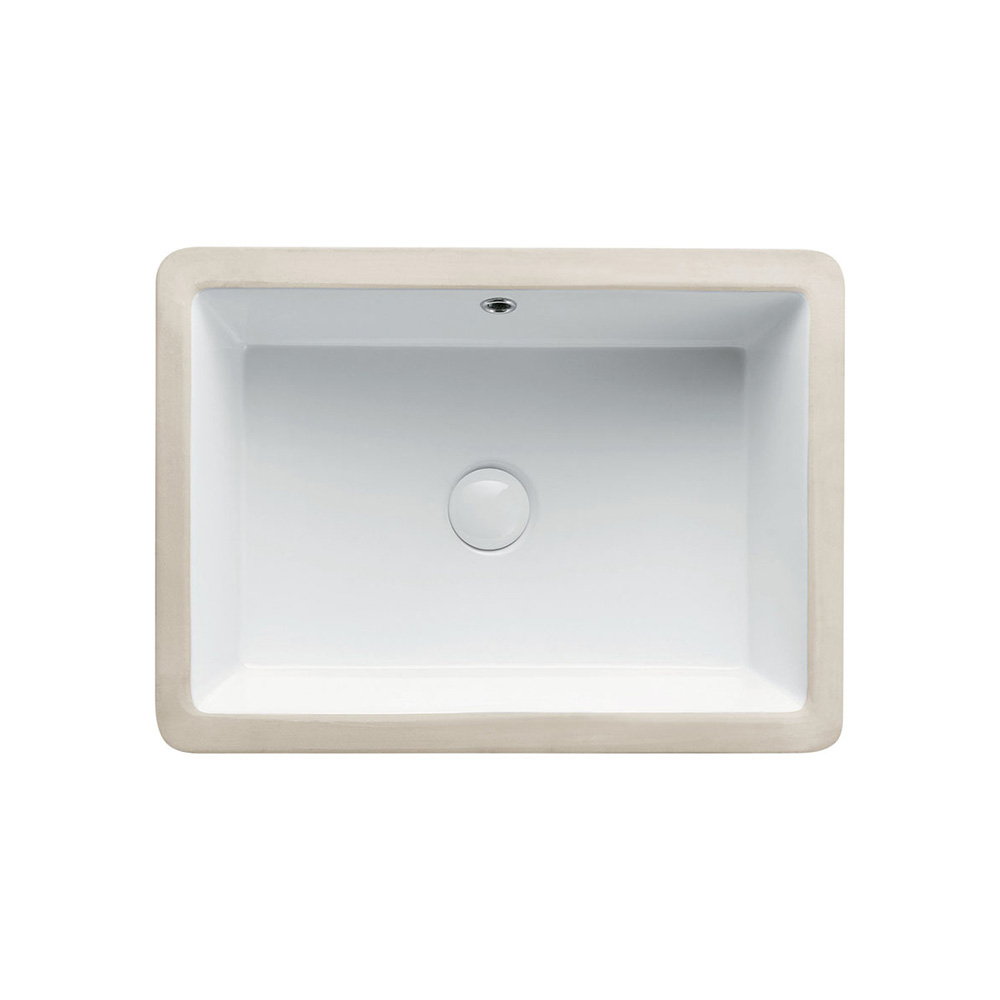 Petra undermount bathroom basin in gloss white with overflow and chrome ring