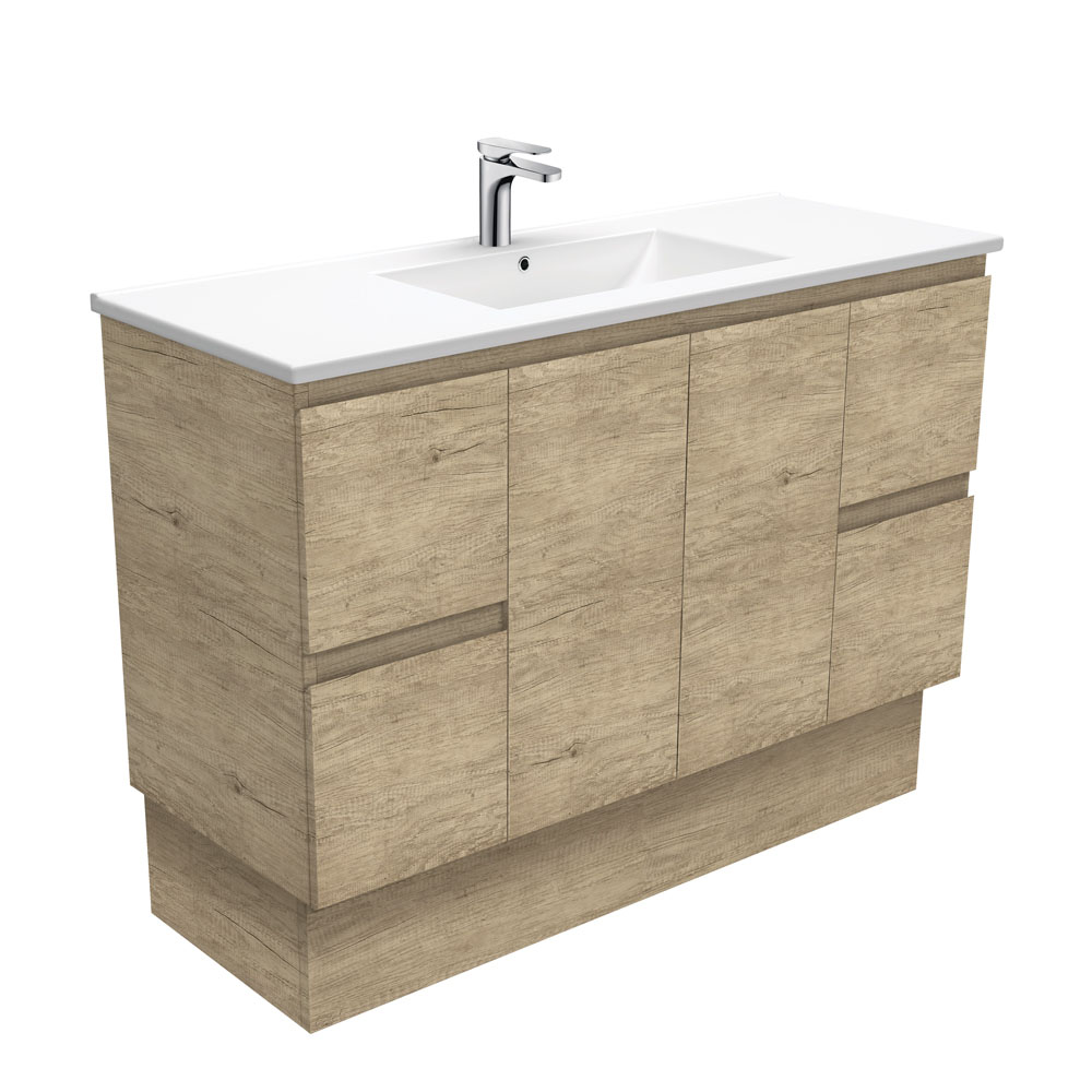 Dolce Edge Scandi Oak 1200mm Vanity on Kickboard with ceramic moulded basin and soft-close drawers