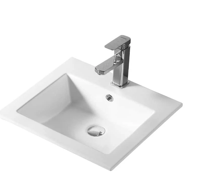 Modern insert basin WB 4942 in gloss white ceramic with classic inset design