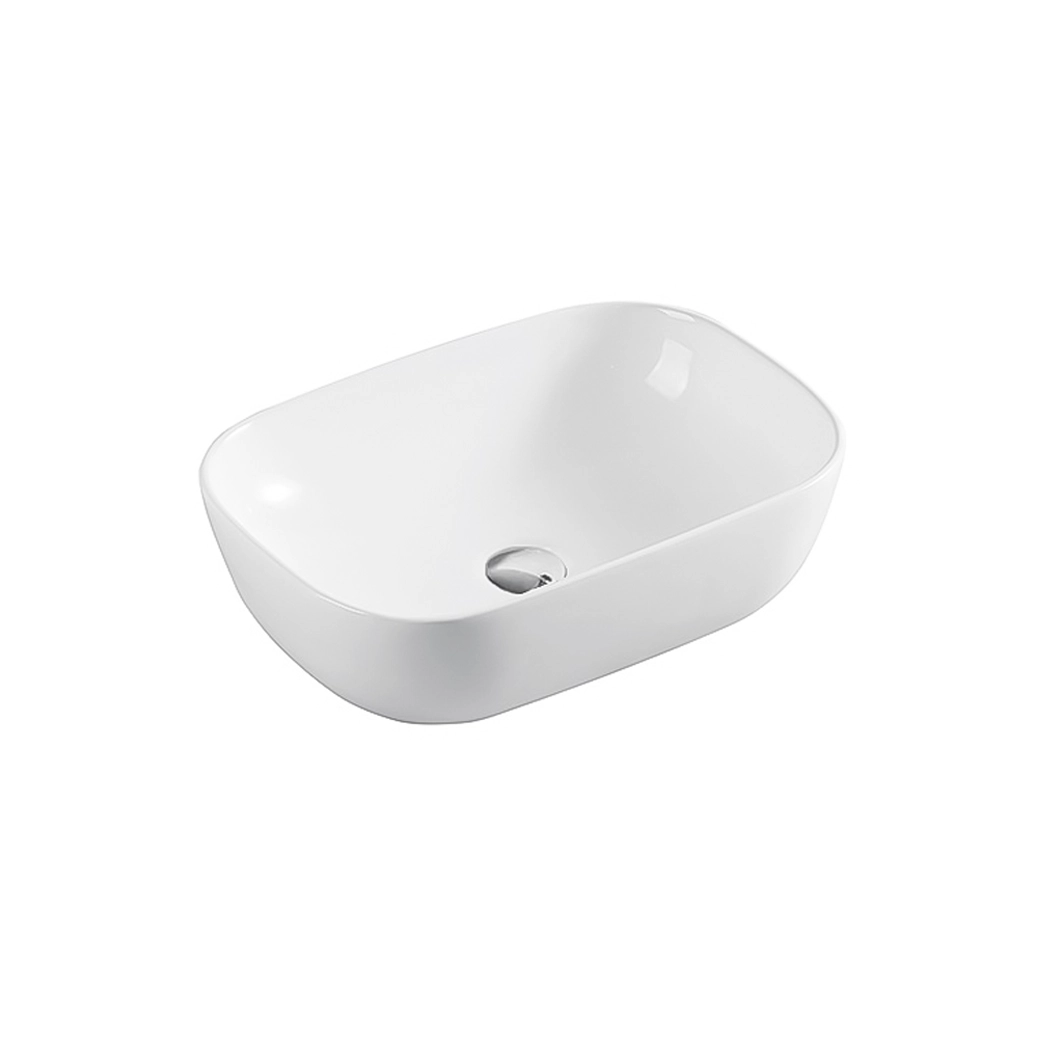 Aquanet Countertop Basin 455×325×135mm in gloss white ceramic, double glazed, no overflow.