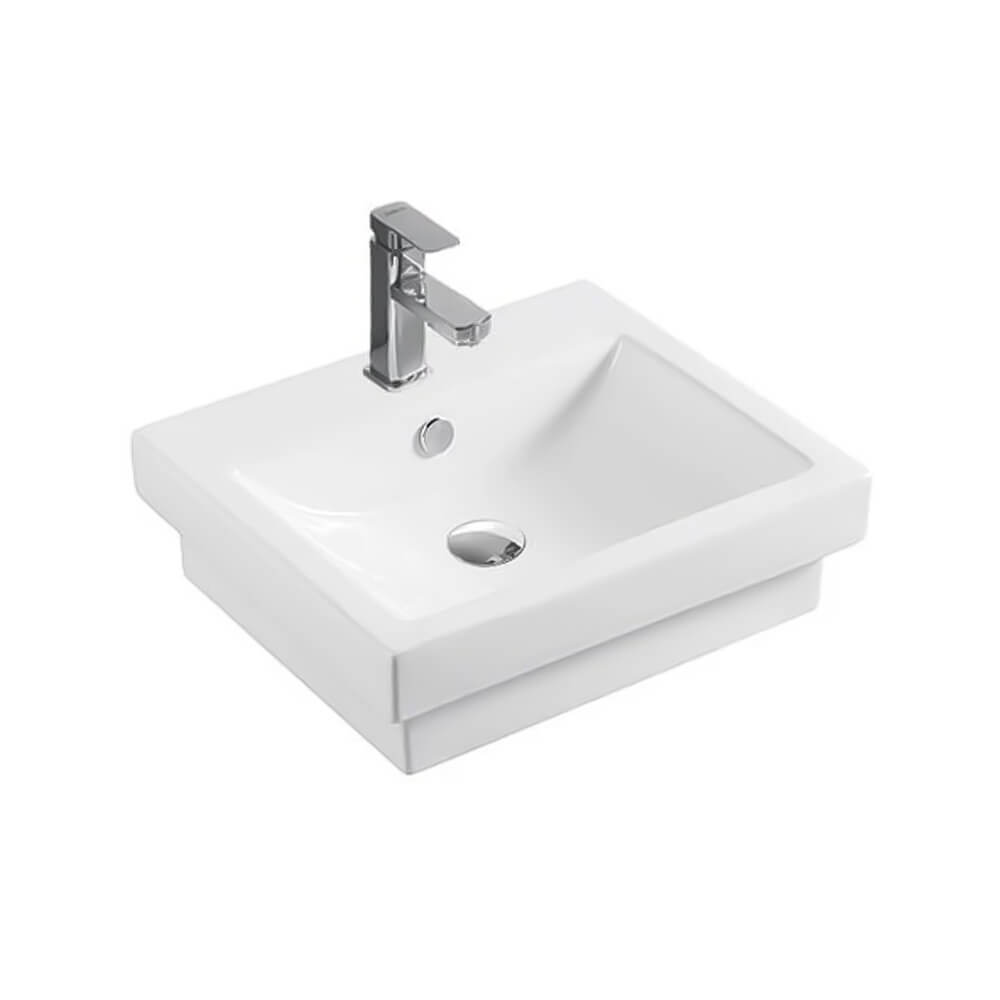 Ellia Half Insert Basin in gloss white with generous depth and modern rectangular design.